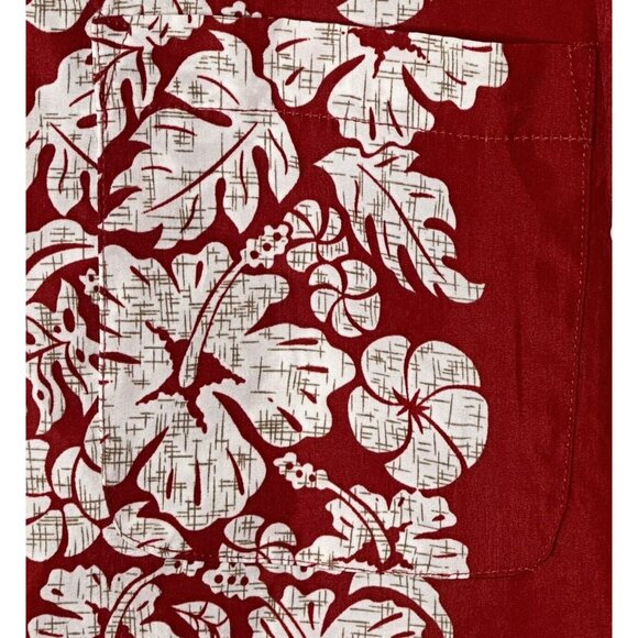 Aloha Joe Mens Hawaiian Shirt Tropical Vacation Hibiscus Floral Pocket Red 2XL - Picture 3 of 12